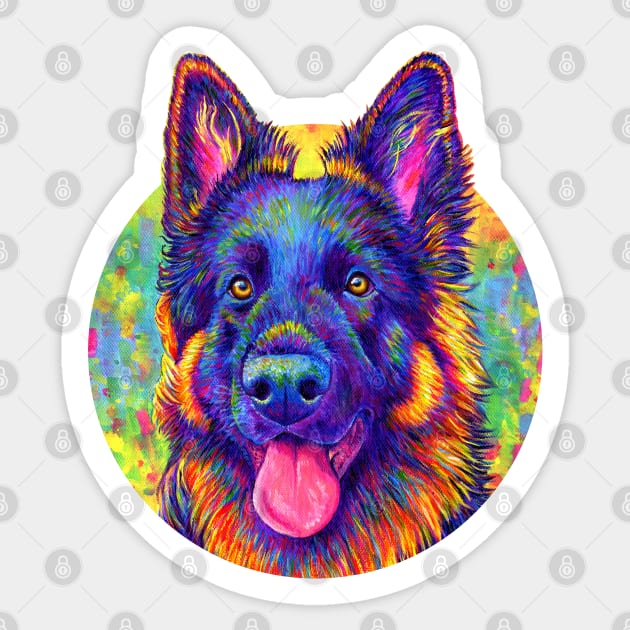 Luminescent Rainbow German Shepherd Dog Sticker by rebeccawangart